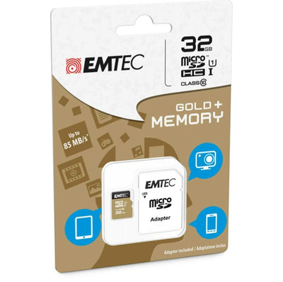 Emtec - Micro SDHC Class 10 Gold + con Adattatore - ECMSDM32GHC10GP - 32GB Elettronica/Informatica/Dispositivi archiviazione dati/Dispositivi archiviazione dati esterni/Schede di memoria/Schede Multimedia Eurocartuccia - Pavullo, Commerciovirtuoso.it