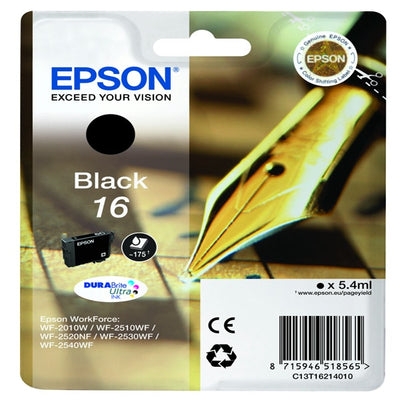 Epson - Cartuccia ink - 16 - Nero - C13T16214012 - 5 4ml Elettronica/Informatica/Stampanti e accessori/Accessori per stampanti a inchiostro e laser/Cartucce d'inchiostro Eurocartuccia - Pavullo, Commerciovirtuoso.it