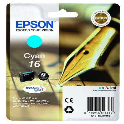Epson - Cartuccia ink - 16 - Ciano - C13T16224012 - 3 1ml Elettronica/Informatica/Stampanti e accessori/Accessori per stampanti a inchiostro e laser/Cartucce d'inchiostro Eurocartuccia - Pavullo, Commerciovirtuoso.it