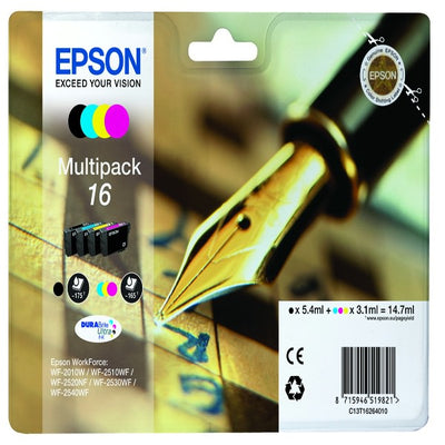 Epson - Multipack Cartuccia ink - 16 - C-M-Y-K - C13T16264012 - C-M-Y 3 1ml cad - K 5 4ml Elettronica/Informatica/Stampanti e accessori/Accessori per stampanti a inchiostro e laser/Cartucce d'inchiostro Eurocartuccia - Pavullo, Commerciovirtuoso.it