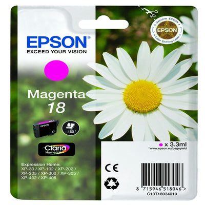 Epson - Cartuccia ink - 18 - Magenta - C13T18034012 - 3 3ml Elettronica/Informatica/Stampanti e accessori/Accessori per stampanti a inchiostro e laser/Cartucce d'inchiostro Eurocartuccia - Pavullo, Commerciovirtuoso.it
