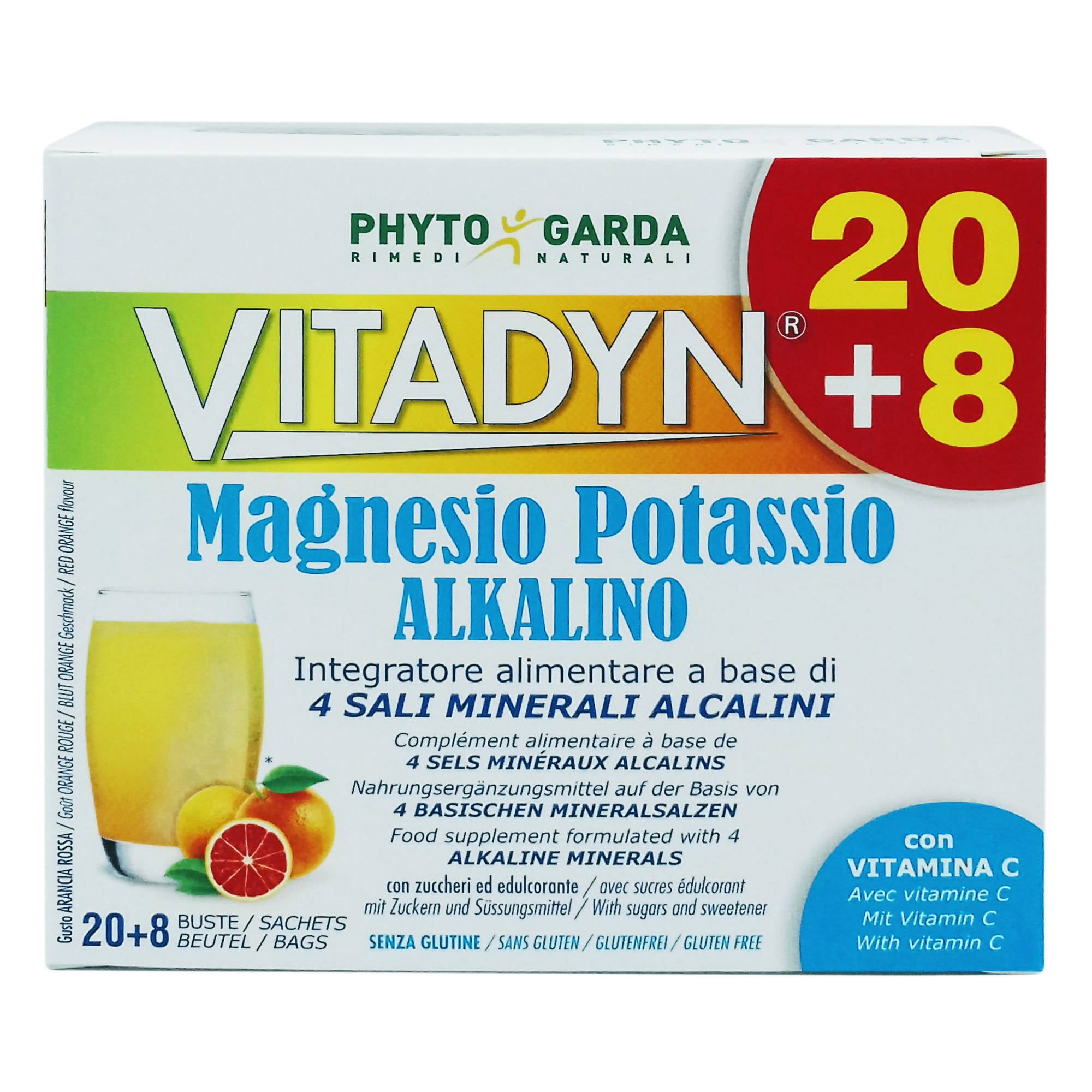 Vitadyn Magnesio+potassio Alkalino Con Vitamina C Integratore Alimentare A  Base Di Sali Minerali Alcalini 20+8 Bustine - commercioVirtuoso.it