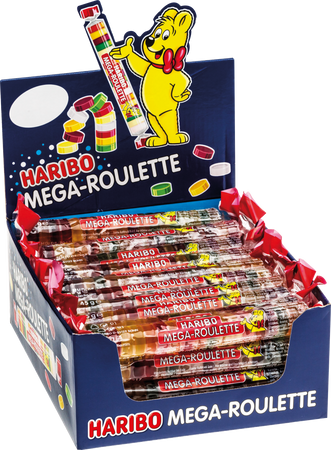 Haribo mega roulette, caramelle gommose, gusto frutta, ideali per feste - 40 pezzi da 45gr [1800gr]
