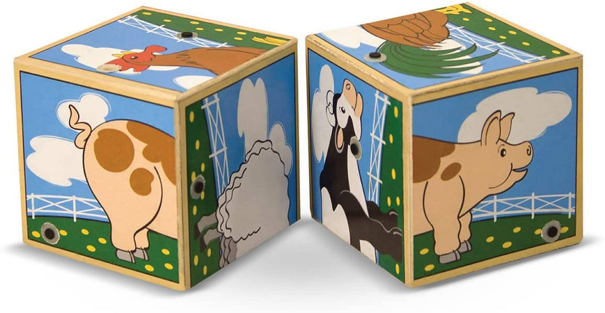 Gioco in legno per bambini Cubi sonori con gli animali della fattoria Cubi sonoro fattoria Papau - Giammoro, Commerciovirtuoso.it
