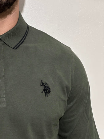 Polo maniche lunghe verde militare Moda/Uomo/Abbigliamento/T-shirt polo e camicie/Polo Kanal 32 - Santa Maria di Licodia, Commerciovirtuoso.it