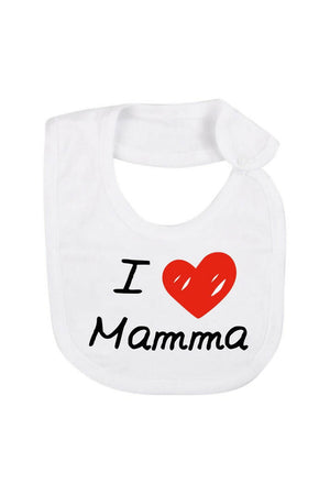 BabyVip Bavetta in cotone con stampa " I love mamma" o " I love papà" divertente, funny, colorato, simpatico