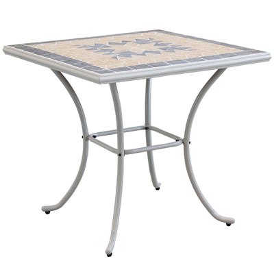 VENTUS - tavolo da giardino quadrato in ferro con piano in mosaico 80x80 Tortora
