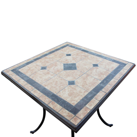 VENTUS - tavolo da giardino quadrato in ferro con piano in mosaico 80x80 Taupe Milani Home