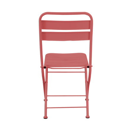 ROMANUS - sedia da giardino pieghevole salvaspazio in ferro cm 42x50x88 h Rosso Corallo
