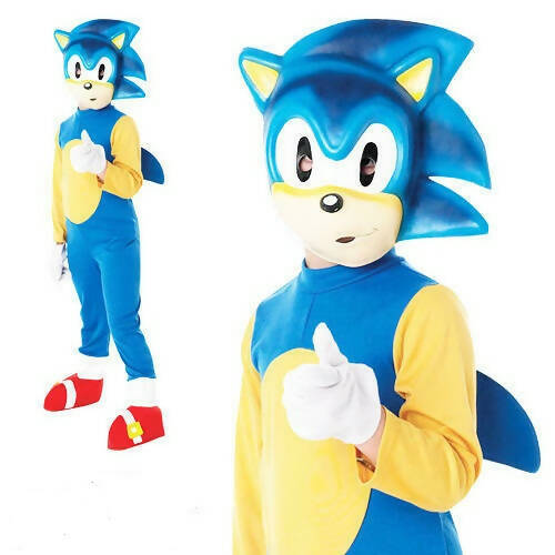 Vestito Sonic per Travestimento Bambini 3-4 Anni 104 Cm Blu