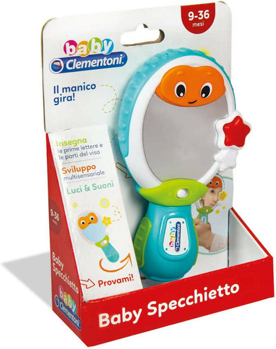 Baby Clementoni - 17329 - Baby Specchietto - Gioco Prima Infanzia - Giocattolo Elettronico Parlante Italiano (batterie Incluse), Bambini 9 - 36 Mesi