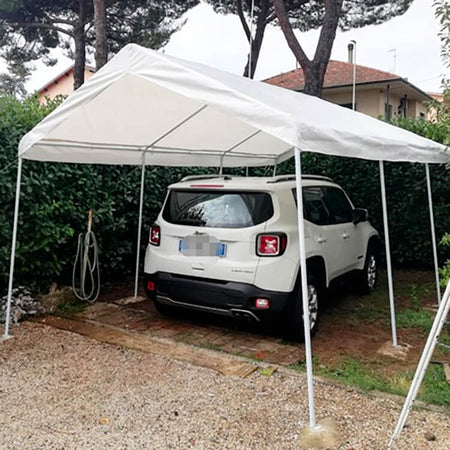 ATHESIS - gazebo per auto 3x6 in metallo Bianco Milani Home