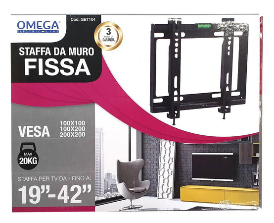 Staffa Tv Da Parete Fissa Per Tv 19"-42", Vesa 100X100-100X200-200X200, Carico Max 20Kg, Dimensioni 260*200*30Mm, Colore Nero, Livella-Viti E Tasselli Inclusi, Garanzia 3 Anni Elettronica/Home Cinema TV e video/Accessori/Supporti e mobili TV/Supporti da parete e da soffitto Non solo alimenti - Albano Laziale, Commerciovirtuoso.it