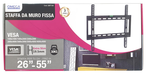 Staffa Tv Da Parete Fissa 26-55, Vesa 100X100-100X200-200X200-200X400-300X300-300X400-400X400, Carico Max 30Kg, Dimensioni 465*190*25Mm, Colore Nero, Livella-Viti E Tasselli Inclusi, Garanzia 3 Anni Elettronica/Home Cinema TV e video/Accessori/Supporti e mobili TV/Supporti da parete e da soffitto Non solo alimenti - Albano Laziale, Commerciovirtuoso.it