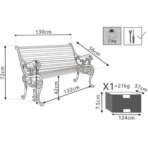 panca in ghisa e legno Antracite Milani Home