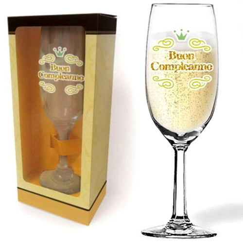 Flute Glitter buon Compleanno  Flute Da Champagne Con Scritta Glitterata di Buon Compleanno Casa e cucina/Stoviglie/Bicchieri e cristalli/Bicchieri da Champagne Kondorama - Martinsicuro, Commerciovirtuoso.it