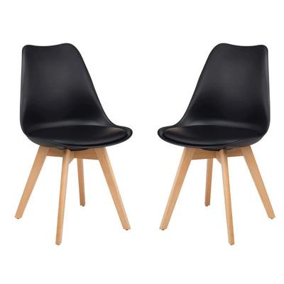 MARGOT - set di 2 sedie moderne imbottita con gambe in legno Nero Milani Home