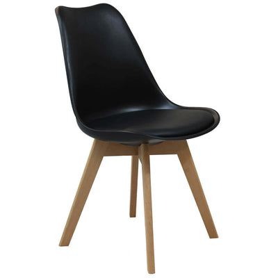 MARGOT - sedia moderna imbottita con gambe in legno Nero