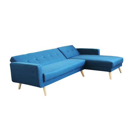ADRIAN - divano letto con penisola Blu melange Milani Home