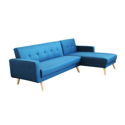 ADRIAN - divano letto con penisola Blu melange