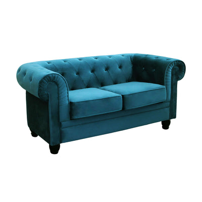 CHESTERFIELD - divano vintage in velluto 2 posti cm 152x74x82 h Blu