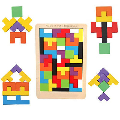 Gioco in legno con combinazioni Puzzle di legno Tetris Tangram giocattoli per i bambini Colorato puzzle di legno educativi regalo Russian block Papau - Giammoro, Commerciovirtuoso.it