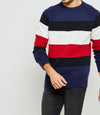 Maglione Uomo Tommy Hilfiger in Misto Cotone E Lana Fantasia a Righe Blu Nero Rosso Bianco Girocollo a Motivo Color Block Con Collo Polsini E Fondo a Coste Maglione Casual Vestibilità Regolare Moda/Uomo/Abbigliamento/Maglioni e cardigan/Maglioni Euforia - Bronte, Commerciovirtuoso.it