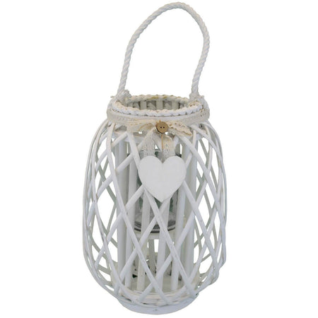 GENEVIEVE - lanterna in vimini tondo 30x56 Bianco
