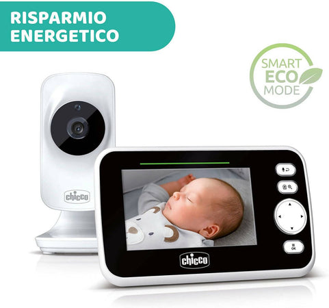 Chicco Baby Monitor Video Deluxe, Videocamera Per Neonati E Bambini Con Schermo A Colori Lcd 4.3", Portata 220 M, ‎27 x 24 x 10 cm; 550 grammi