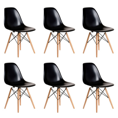 JULIETTE - set di 6 sedie moderne con gambe in legno Nero