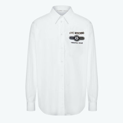 Moschino Camicia Uomo Bianca Logo Love Moschino Original Gear 100% Cotone Fashion Uomo Tinta Unita Collo Classico Moda/Uomo/Abbigliamento/T-shirt polo e camicie/Camicie classiche Euforia - Bronte, Commerciovirtuoso.it