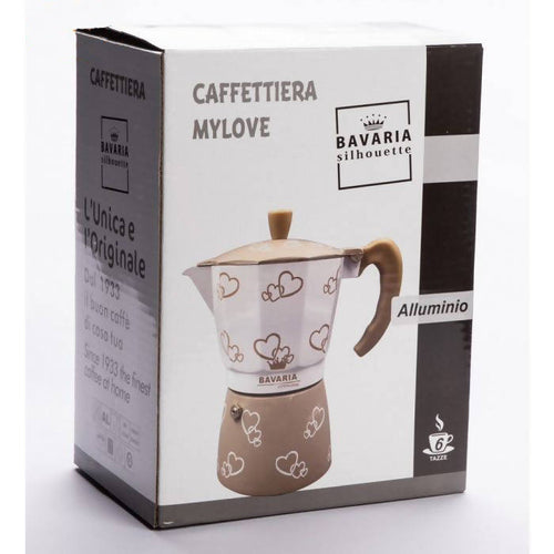 art. bavaria Caffettiera Moka in alluminio My Love Bavaria 6 Tazze casalinghi L'Orchidea - Siderno, Commerciovirtuoso.it