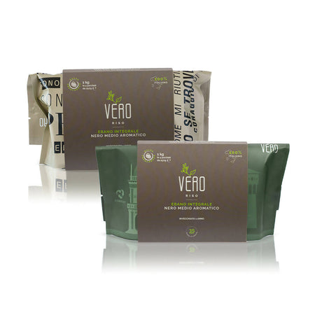 Riso ebano nero integrale ecobag | 2 pacchi da 1 kg (250gr x 4pz) - coltivazione breed feeding per un prodotto più naturale. packaging sviluppato con materiali compostabili riutilizzabili. Vero Riso