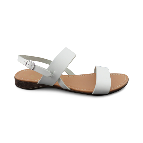 Sandali bassi con cinturino e fibbia a due fasce in pelle bianca sandalo da  donna artigianale in pelle bianca Made in Italy - commercioVirtuoso.it