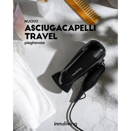 Asciugacapelli Pieghevole Da Viaggio Innoliving Inn-613, Nero Bellezza/Cura dei capelli/Strumenti per lo styling/Asciugacapelli e accessori/Asciugacapelli Innoliving - Ancona, Commerciovirtuoso.it