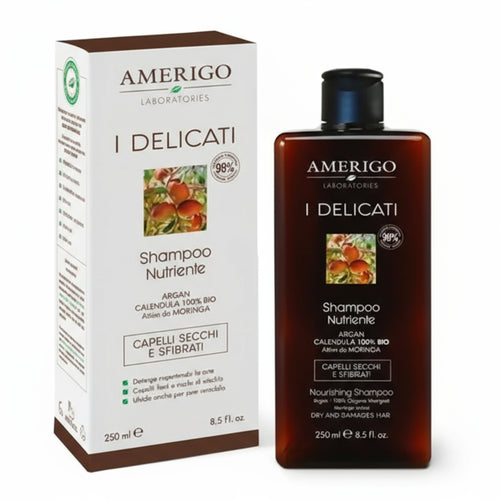 Shampoo Nutriente 250 ml Per Cute Sensibile Rinforzante per Capelli secchi e sfibrati Amerigo Linea I Delicati Capelli. Bellezza/Cura dei capelli/Prodotti per la cura dei capelli/Shampoo Tiziana non solo gioielli - Civitanova Marche, Commerciovirtuoso.it