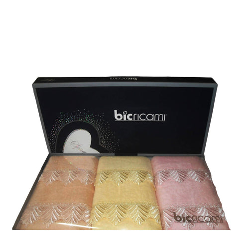 Completo bagno Set 6 Pezzi in spugna Bic Ricami 3+3 ascugamano viso + asciugamano ospite art. Fabia Set Bagno L'Orchidea - Siderno, Commerciovirtuoso.it