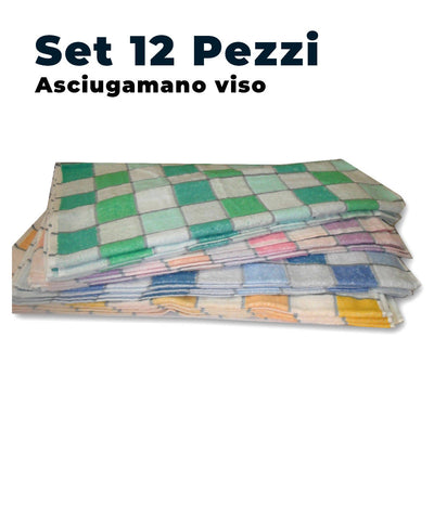 12 Asciugamani in spugna colori assortiti a quadri confezione da 12 pz 100% cotone 60x100cm made in italy tessile L'Orchidea - Siderno, Commerciovirtuoso.it