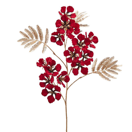 Ramo dorato con fiori rossi "Delonix Rex" h 107 cm per albero di natale e decorazioni natalizie Casa e cucina/Decorazioni per interni/Addobbi e decorazioni per ricorrenze/Decorazioni natalizie/Ghirlande e corone MagiediNatale.it - Altamura, Commerciovirtuoso.it
