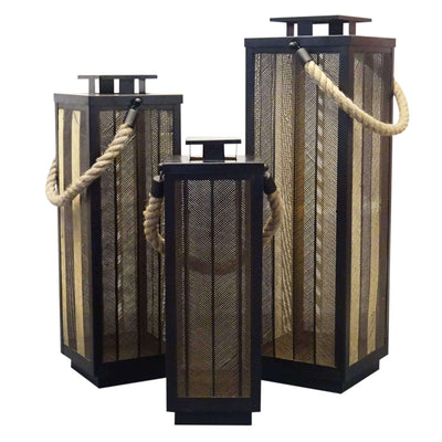 KOI - set di 3 lanterne in metallo Nero