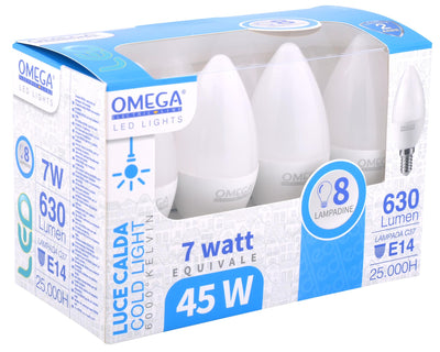 8X Lampadine Candela Led C37-7W 6000K 630 Lm E14 Pf>0,5, 25000 Ore. A+, Epistar Chip Inside - 2 Anni Di Garanzia Illuminazione/Lampadine/Lampadine a LED Non solo alimenti - Albano Laziale, Commerciovirtuoso.it