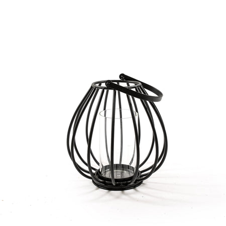 Lanterna nera in metallo per interno ed esterno con porta candela vetro Illuminazione/Illuminazione per esterni/Lanterne Decor Space - Altamura, Commerciovirtuoso.it