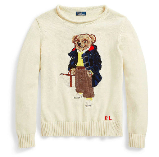 Polo Ralph Lauren Maglione Donna Pull Bear In Cotone Bianco Crema Orsetto e  Logo RL ricamati - commercioVirtuoso.it