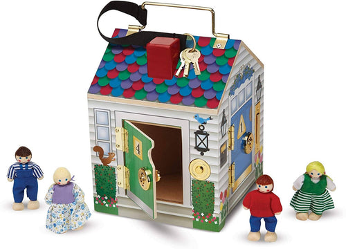 Casa delle bambole Giocattolo con 4 personaggi inclusi - Casa di Legno con Campanelli - Gioco per bambini Giocattolo in legno Papau - Giammoro, Commerciovirtuoso.it