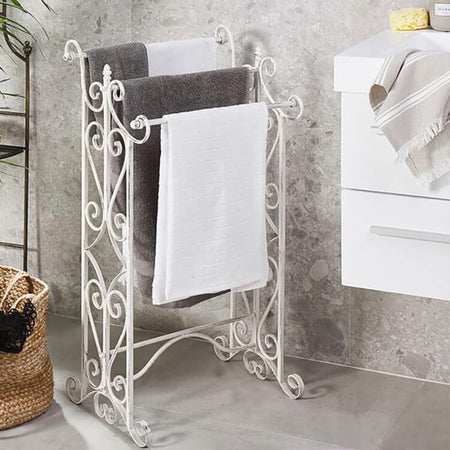 porta asciugamani stile provenzale in ferro verniciato Bianco Milani Home