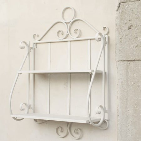 ISABELLE - mensola 2 piani stile provenzale in ferro verniciato Bianco Milani Home