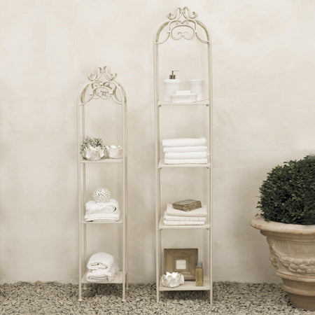 set di 2 scaffali stile provenzale in ferro verniciato Bianco Milani Home