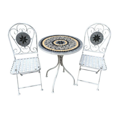 set tavolo con 2 sedie stile provenzale in ferro verniciato Bianco Milani Home