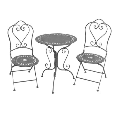 DORIAN - set tavolino e due sedie bianco ossidato Bianco ossidato