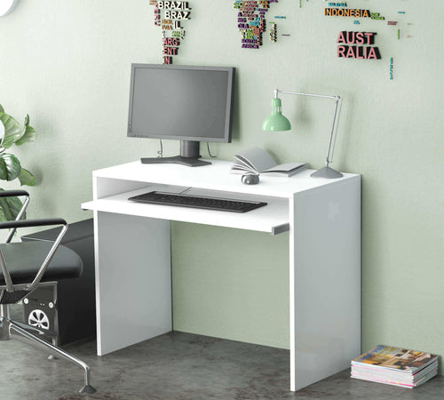 ELVIO - scrivania con porta tastiera 90x45x74 h Bianco Milani Home